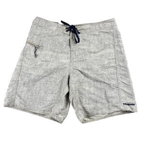 PATAGONIA Board Shorts Men's 32 Beige Textured Trunks 9” Inseam Zipper Pocket